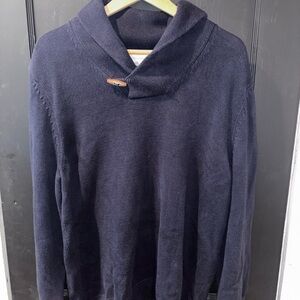 Frederik Anderson Copenhagen Men's Shawl Collar Knit Sweater - Navy Size XL